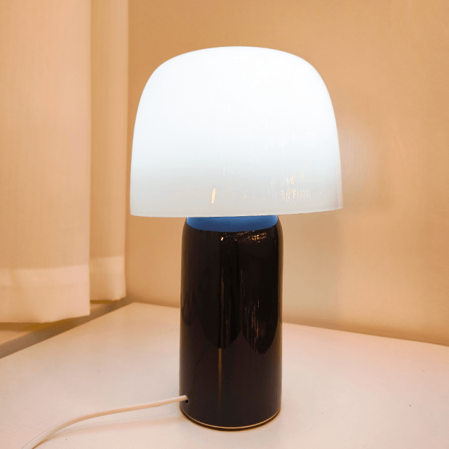 Lampe à Modeler Champignon En Céramique Noir Et Blanc