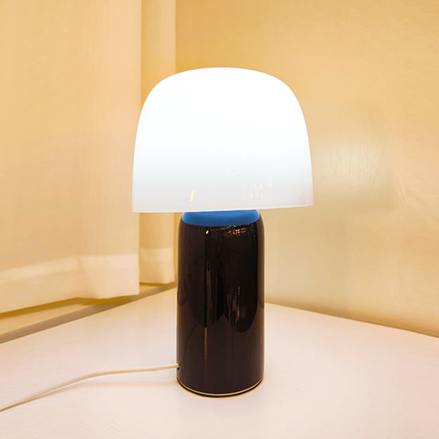 Lampe à Modeler Champignon En Céramique Noir Et Blanc